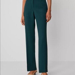 ANN TAYLOR DEEP SLATE GREEN FLUID CREPE PANTS PETITE 12